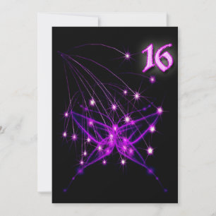 Electric Butterfly Goth Sweet 16 Invitation