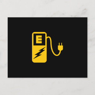 Electric Car Charger Drive Vehicle Automobile Ecar Postcard