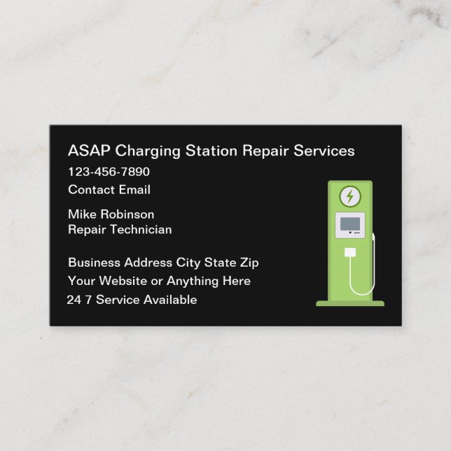 Electric Car Charging Station Repair  Business Card (Front)