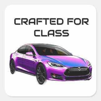 Electric Car with Vibrant Colour Splashes Square Sticker