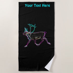 Electric Caribou Beach Towel
