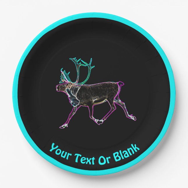 Electric Caribou (Reindeer) Paper Plate (Front)
