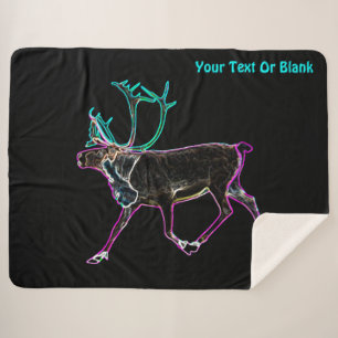Electric Caribou (Reindeer) Sherpa Blanket