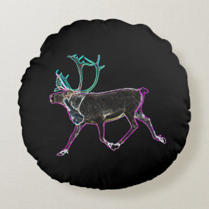 Electric Caribou Round Cushion