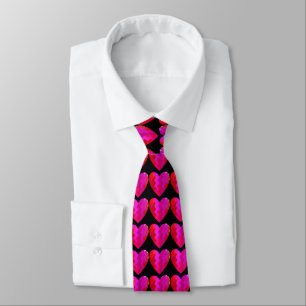 Electric Chevron Heart Pattern Design Tie