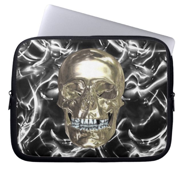 Electric Chrome Skull Laptop Sleeve (Front)