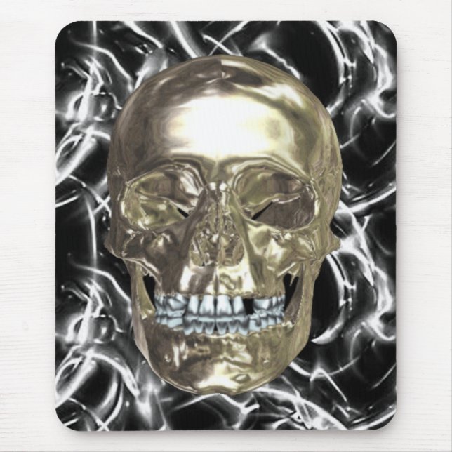 Electric Chrome Skull Mouse Pad (Front)