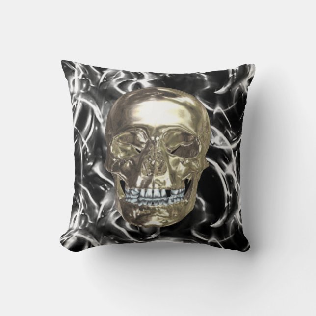 Electric Chrome Skull Reversible Pillow (Front)