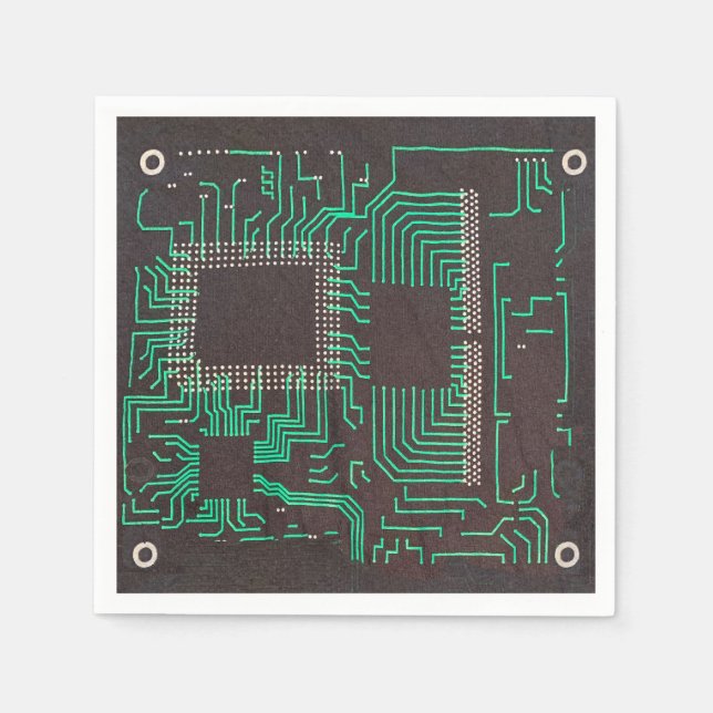 Electric Circuit Board Cocktail Napkins (Front)
