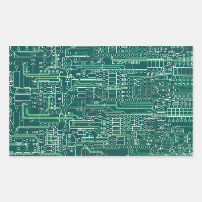 Electric circuit layout rectangular sticker (Front)