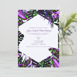 Electric Colour Pop Tropical Palm Leaves Wedding Invitation