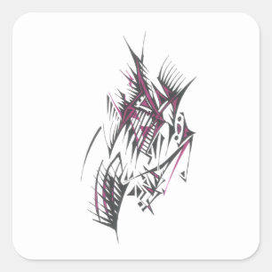 Electric Colourful Abstract Tribal Tattoo Art Square Sticker
