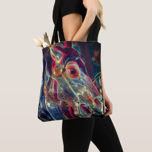 Electric Colours Fiery Steed Carousel Horse Art Tote Bag