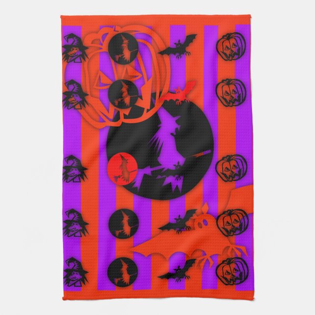Electric Colours Pop Halloween Kitchen Towel (Vertical)