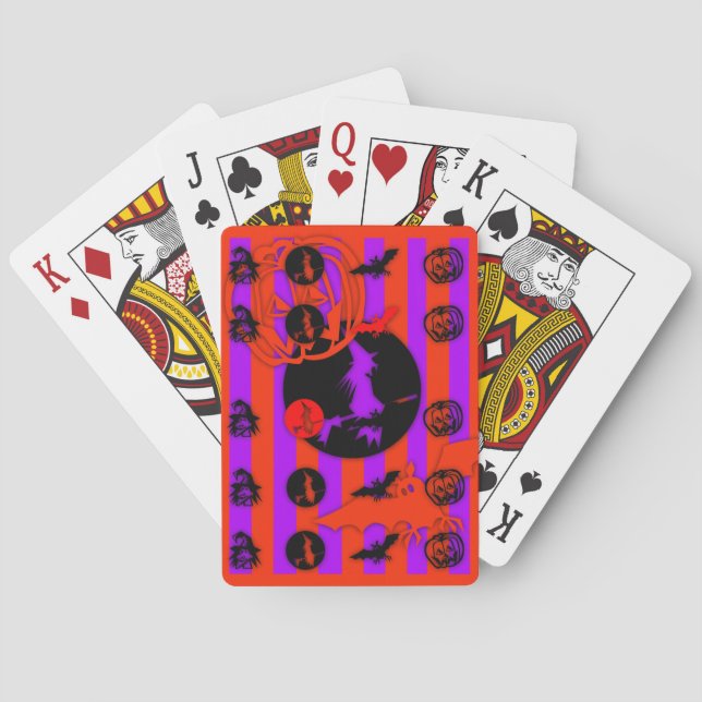 Electric Colours Pop Halloween Witch Playing Cards (Back)