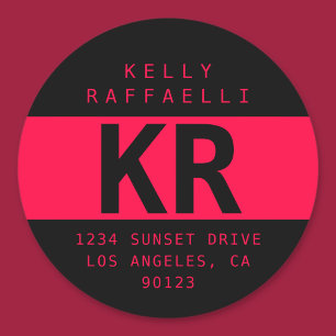 Electric Crimson Red Modern Look Return Address Classic Round Sticker