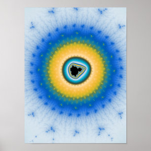 Electric Cyan and Solar Yellow Glowing Mandelbrot Poster