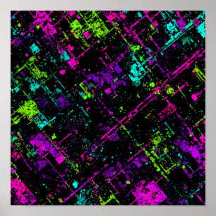 Electric Cyberpunk Texture: Seamless Neon Signal Poster