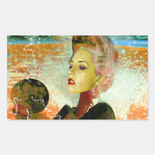 Electric cyborg rectangular sticker