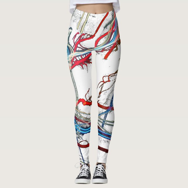 Electric Design-White Leggings (Front)
