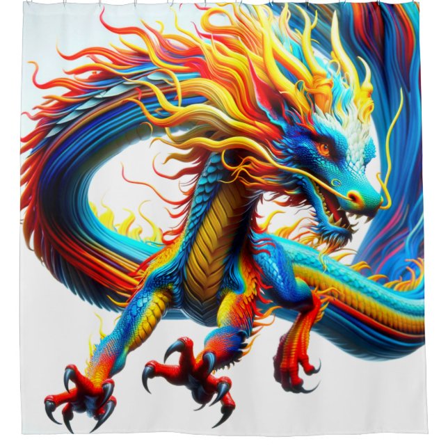 Electric Dragon Flame Motion Shower Curtain (Front)