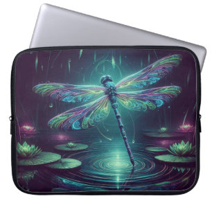 Electric Dragonfly, Eye-Catching Neon Animals Laptop Sleeve