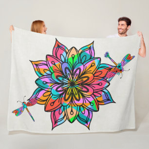 Electric Dragonfly Fleece Blanket