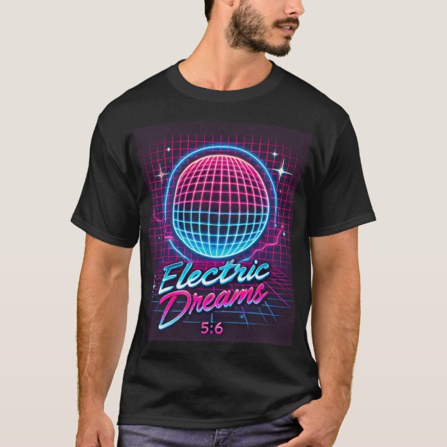 Electric Dreams Retro Futuristic Art Print T-Shirt (Front)