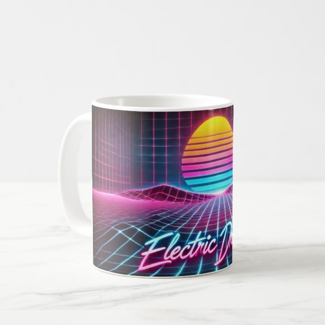 Electric Dreams Retro Neon Mug – 80s-Inspired  (Front Left)