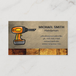 Electric Drill   Construction   Wood Leather Business Card