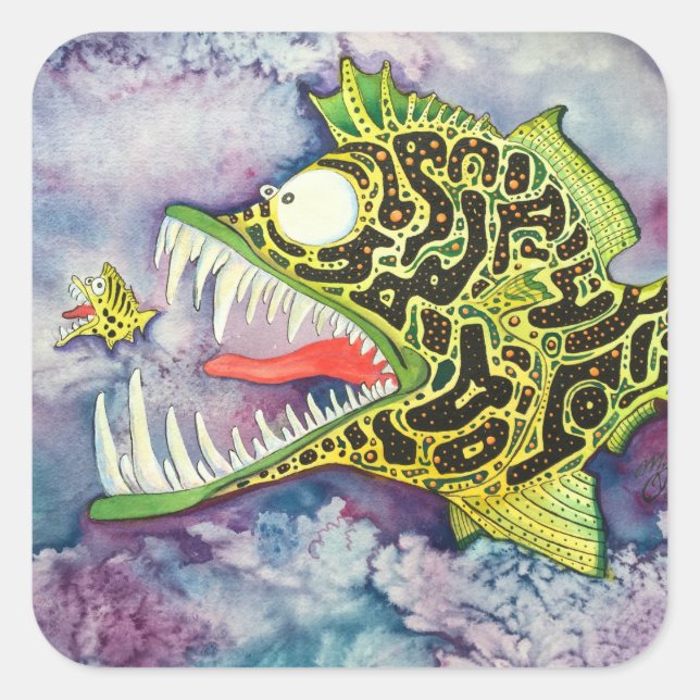 "Electric Ed" Fish With Attitude Square Sticker (Front)