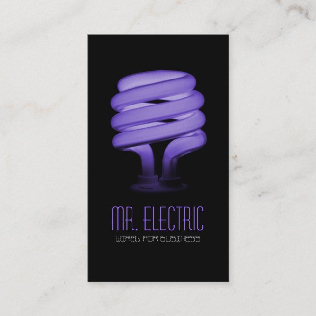 Electric, Electrician, Electricity Light Bulb Business Card (Front)