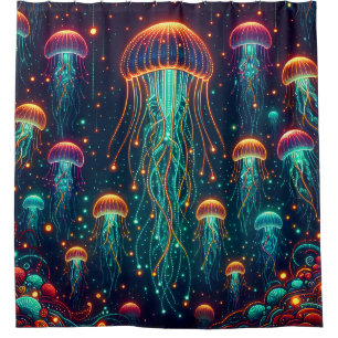  “Electric Elegance: Aquatic Radiance”  Shower Curtain