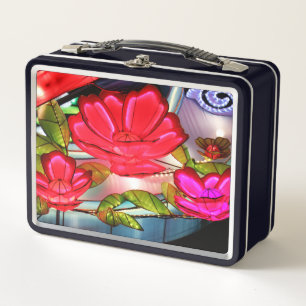 Electric Elegance in Rose Metal Lunch Box
