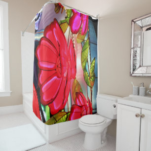 Electric Elegance in Rose Shower Curtain