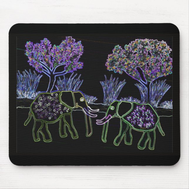 Electric Elephants Mouse Mat (Front)