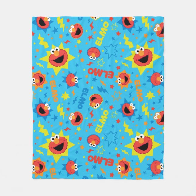 Electric Elmo Pattern Fleece Blanket (Front)