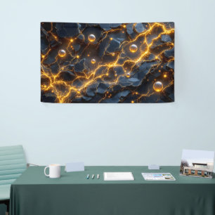 Electric Energy Abstract with Golden Lightning Banner