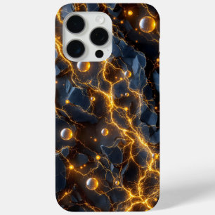 Electric Energy Abstract with Golden Lightning iPhone 15 Pro Max Case