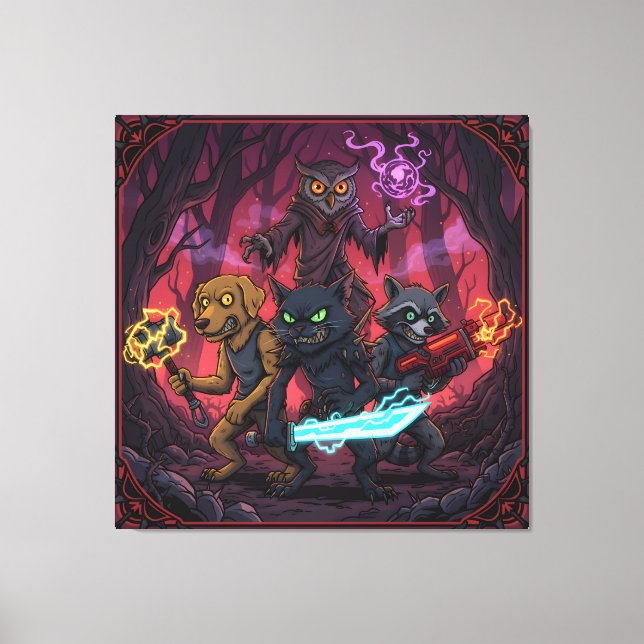 Electric Fantasy Animal Warrior Art Canvas Print (Front)