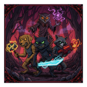 Electric Fantasy Animal Warrior Art Poster