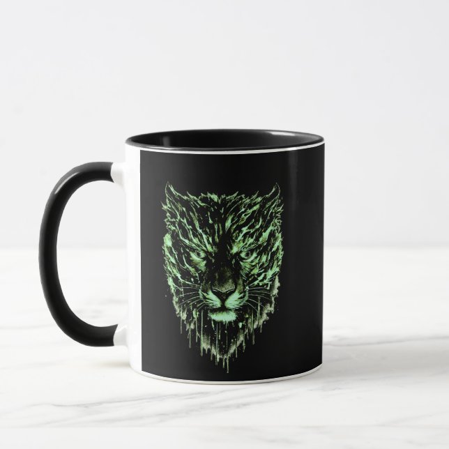 Electric Feline Focus | High-Impact Energy Art Mug (Left)