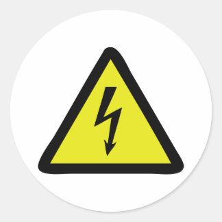 electric flash warning sign classic round sticker