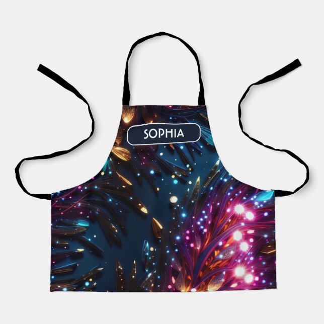 Electric Floral Colourful Personalised Pattern Apron (Front)