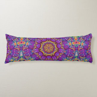 Electric Flower Purple Rainbow Kaleidoscope Art Body Cushion