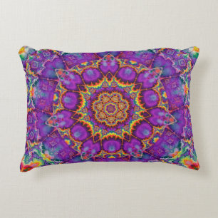 Electric Flower Purple Rainbow Kaleidoscope Art Decorative Cushion