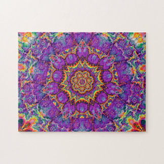 Electric Flower Purple Rainbow Kaleidoscope Art Jigsaw Puzzle