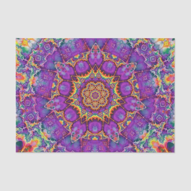 Electric Flower Purple Rainbow Kaleidoscope Art Tissue Paper (Front)