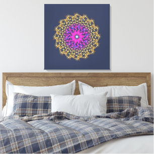 Electric Flower – Symmetrical Color Wave Canvas Print