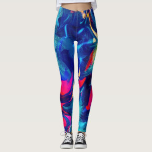 Electric Flux Bold Abstract Paint Swirl Leggings
